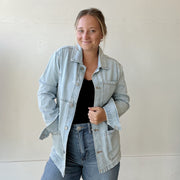 Size XS | Light Wash Long Jean Jacket