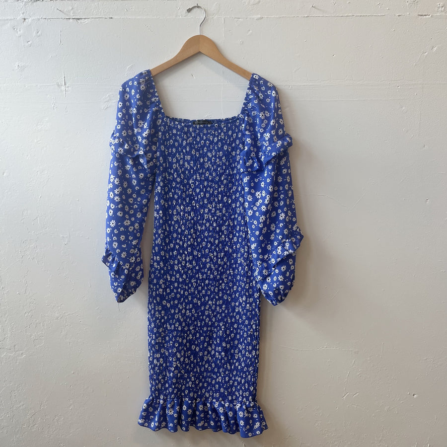 Size S | Blue Floral Smocked Dress