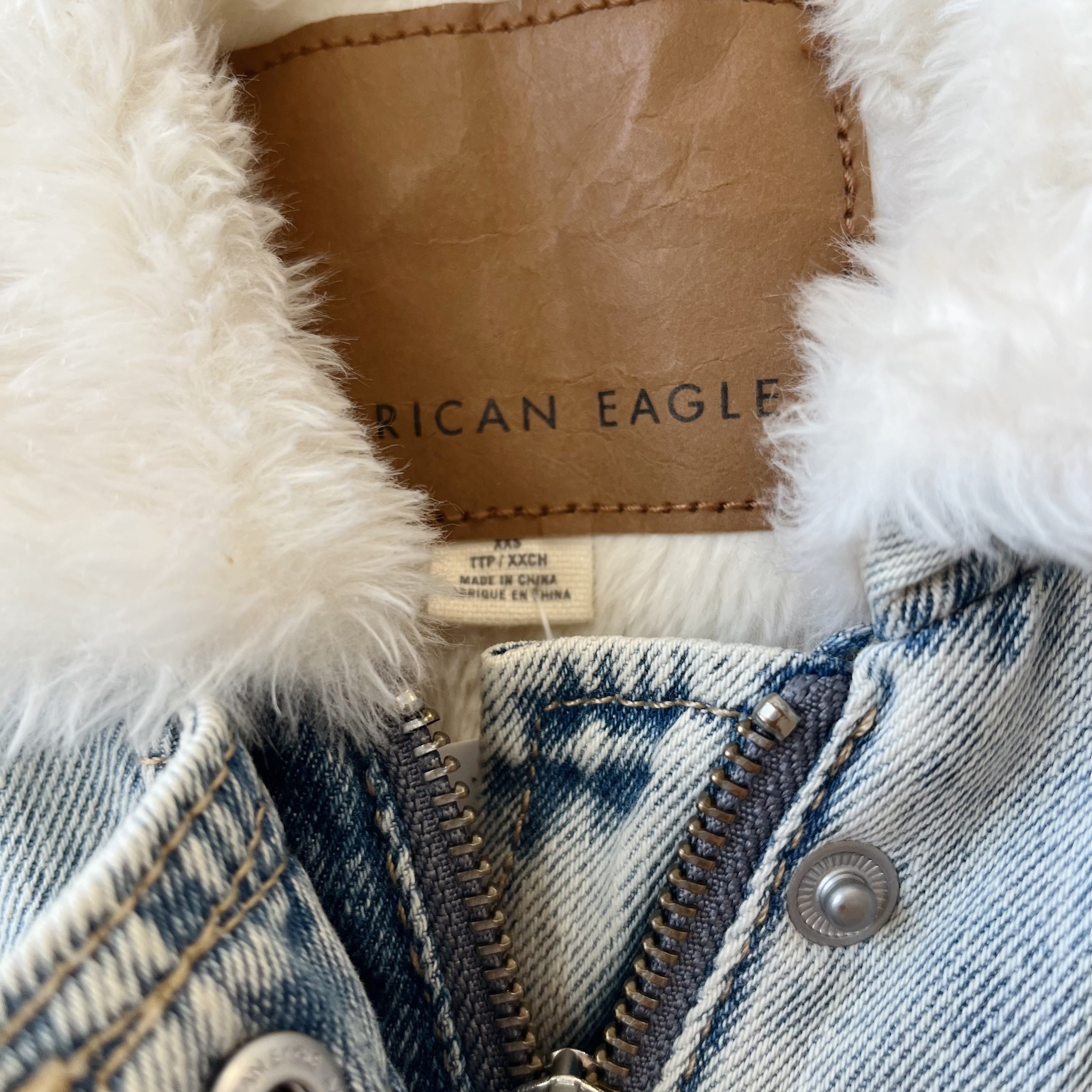 Size XXS | AE Denim Jacket w/Fur Collar