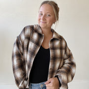 Size S | Crop Distressed Flannel