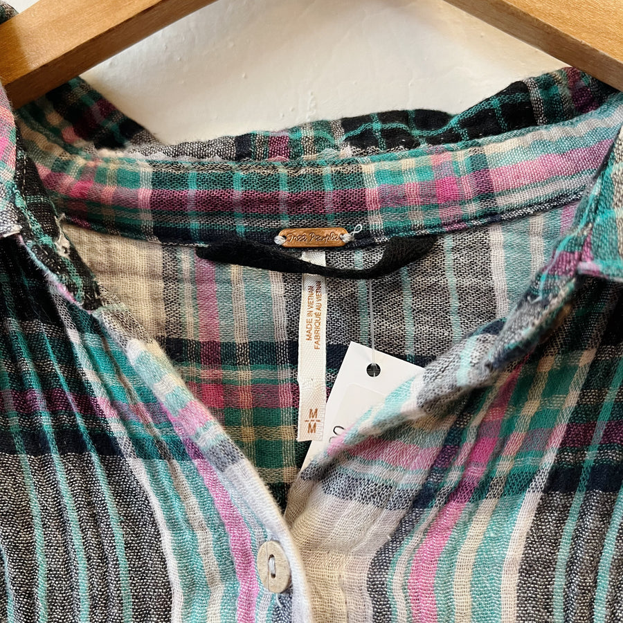 Size M | Free People Plaid Top