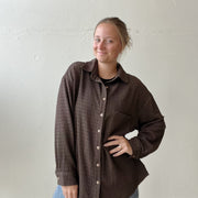 Size S | Brown Textured Button Up