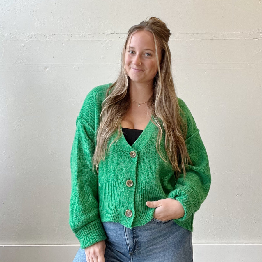 Size S | Green Button Cardigan