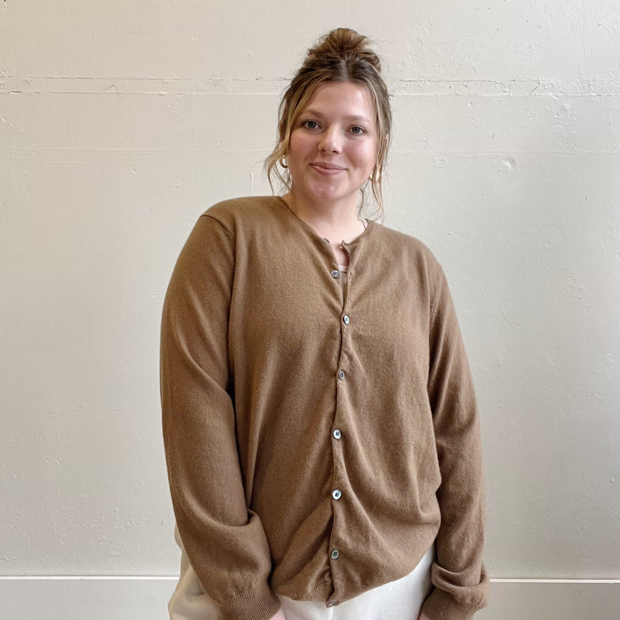 Size 2X | Brown Button Cardigan