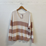 SIZE XXL | Pink Stripe Sweater